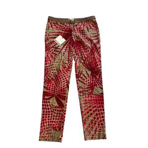 NWT Whos Who Pink Tropical Floral Pants Womens Size 42 Y2K Italy Vacataion